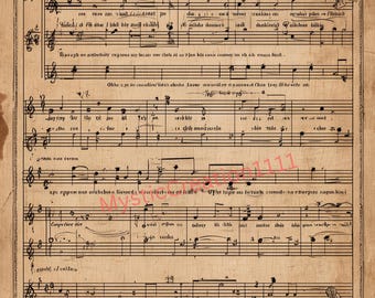 Decoupage Paper Vintage Style Christmas Jingle Bell Music Sheet Bundle #683, Letter Size Rice paper