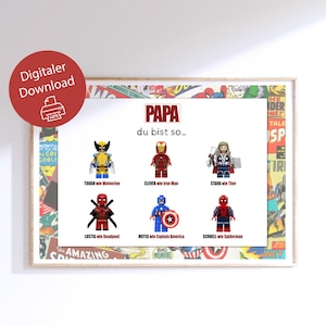 Dad, you're my superhero! Gift for Dad, gift idea for Dad, Father's Day gift, printable gift, last-minute gift, superheroes