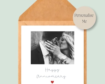 Personalised Anniversary Card, Valentine's Photo Card, Romantic I Love You, Card, Thoughtful Card for Wife, 1st Wedding Anniversary,