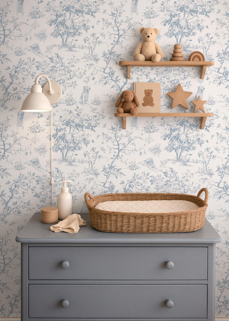 Tapeta z motywem psa na zamówienie, personalizowana na podstawie zdjęcia, fantazyjna tapeta toile de jouy w stylu vintage, samoprzylepna, zdejmowana, z klejem, tkanina, winyl zdjęcie 11