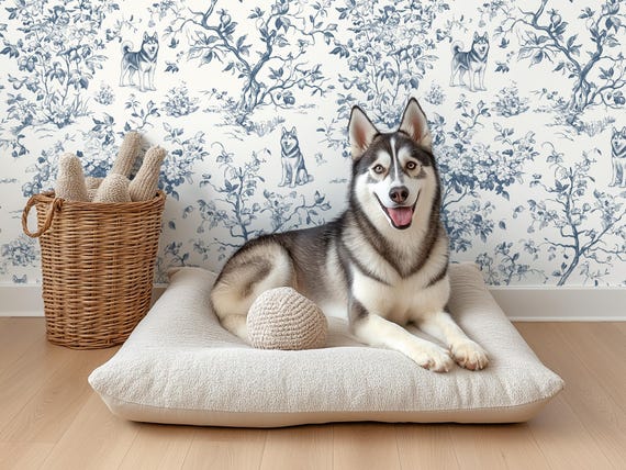 カスタムカラーの犬用壁紙、シベリアンハスキーのトワル・ド・ジュイ