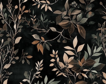 Dark Moody Leaf Wallpaper | Botanical Woodland Design | Dark Academia, Cottagecore Decor | Peel & Stick, Removable, Pre-Pasted, Vinyl