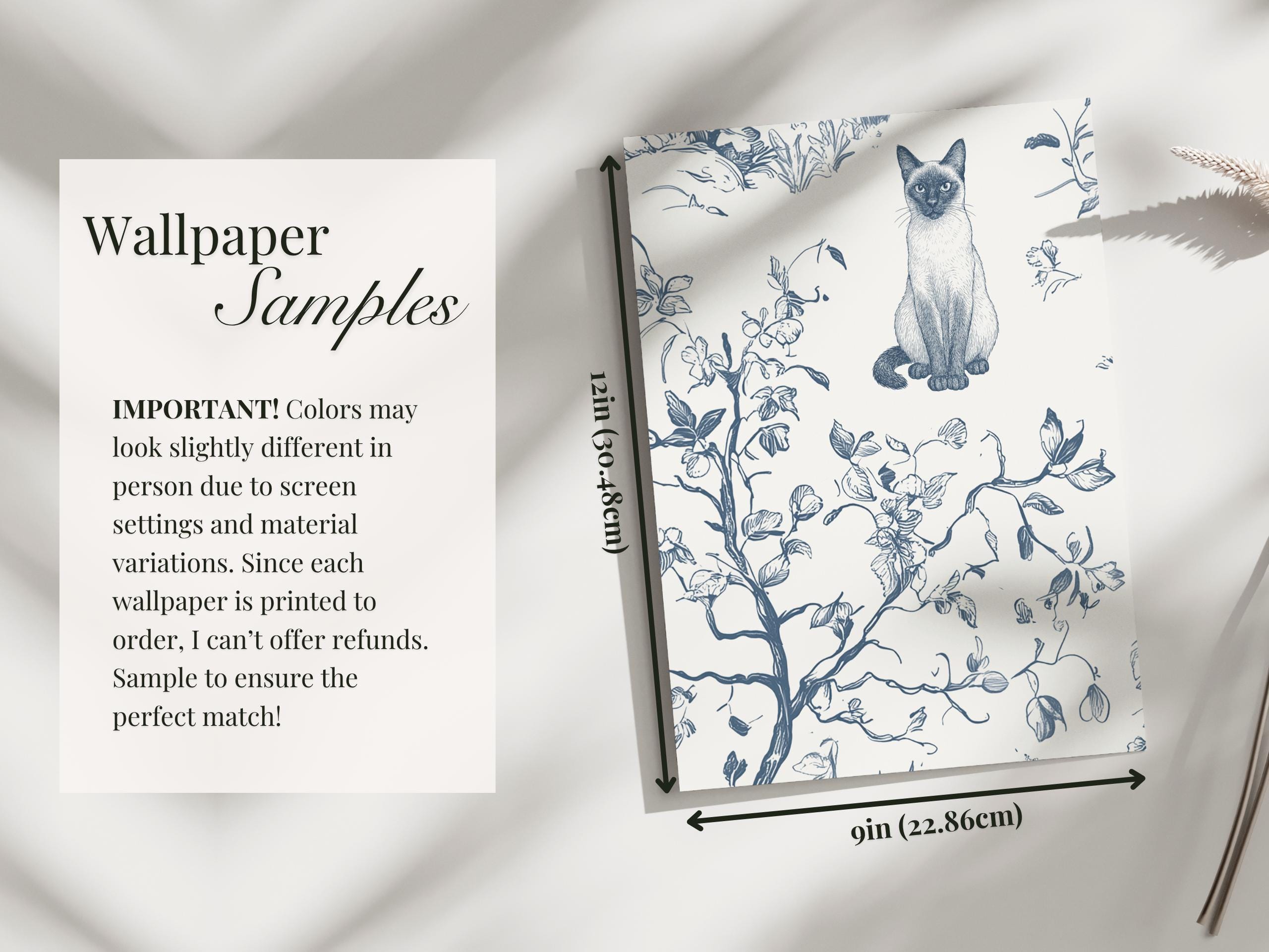 Cat Wallpaper, Custom Color, Siamese Toile De Jouy For, Whimsical