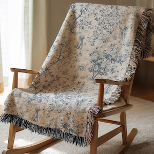 Manta de golden retriever, tapiz de perro tejido Toile de Jouy botánico, decoración de casa de campo francesa, regalo de reliquia para amantes de las mascotas