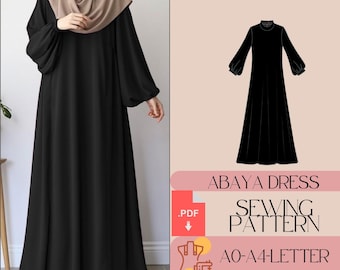 Patron de Couture Robe Modeste, Robe Kaftan Maxi Longue, Patron Abaya Hijab (PDF)
