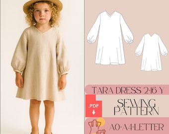 Patron Robe Fille Boho Robe Cottagecore Enfant Robe Demoiselle Fleurs PDF