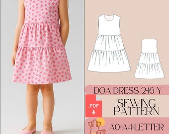 Girls Tiered Summer Dress Sewing Pattern (PDF)