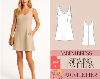 Mini Linen Dress Sewing Pattern, Sizes US 2-30 (PDF Pattern)