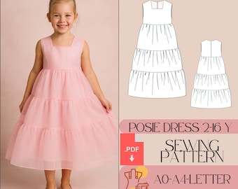 Kids Tiered Tulle Dress Sewing Pattern (PDF)