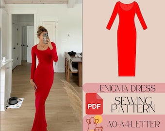 Schnittmuster Langarm Maxi-Kleid (PDF)