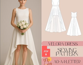 Hi-Low Dress Sewing Pattern, Short Front Long Back (PDF)