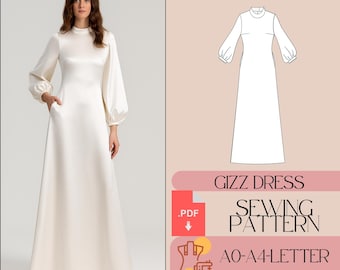 Satin A-line Bridesmaid Dress Sewing Pattern (PDF) - Etsy