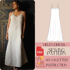 Sleeveless Linen Maxi Dress Sewing Pattern Beach Wedding Dress PDF Digital Sewing Pattern Easy Dress Pattern
