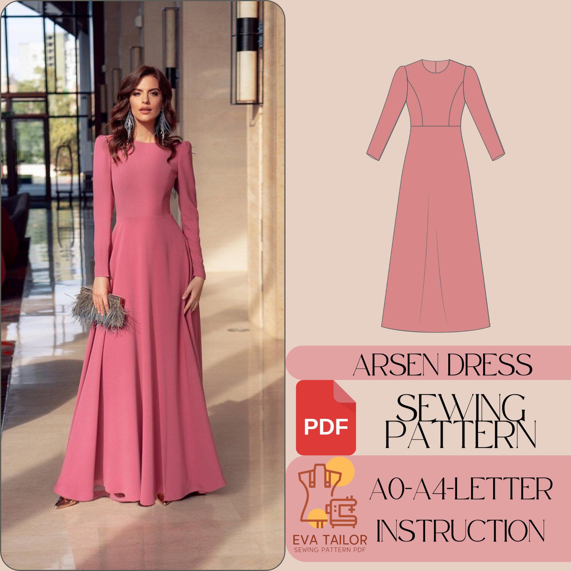 Long Sleeve Evening Dress Pattern - Etsy Long Sleeve Evening Dress Pattern - Etsy