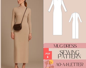 bodycon dress pattern pdf Bodycon Dress Sewing Pattern, Wide Collar (PDF Pattern)