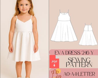 Girls Dress Sewing Pattern: Summer Prom, Sizes A0-A4 (PDF Pattern)