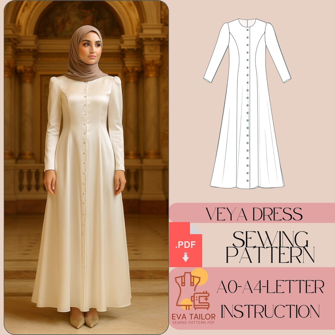 Abaya Dress Sewing Pattern, Modest Evening Gown (PDF Pattern) - Etsy