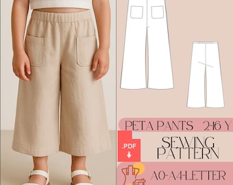 Mädchen Leinen Hose Schnittmuster Kinder Hose mit Taschen
