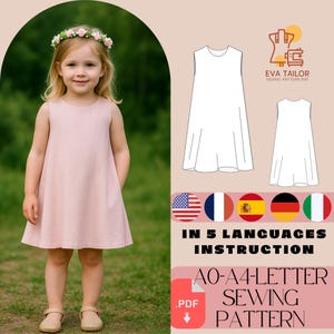 Girl's Tent Dress Sewing Pattern: Easy Summer Kids Dress (PDF)