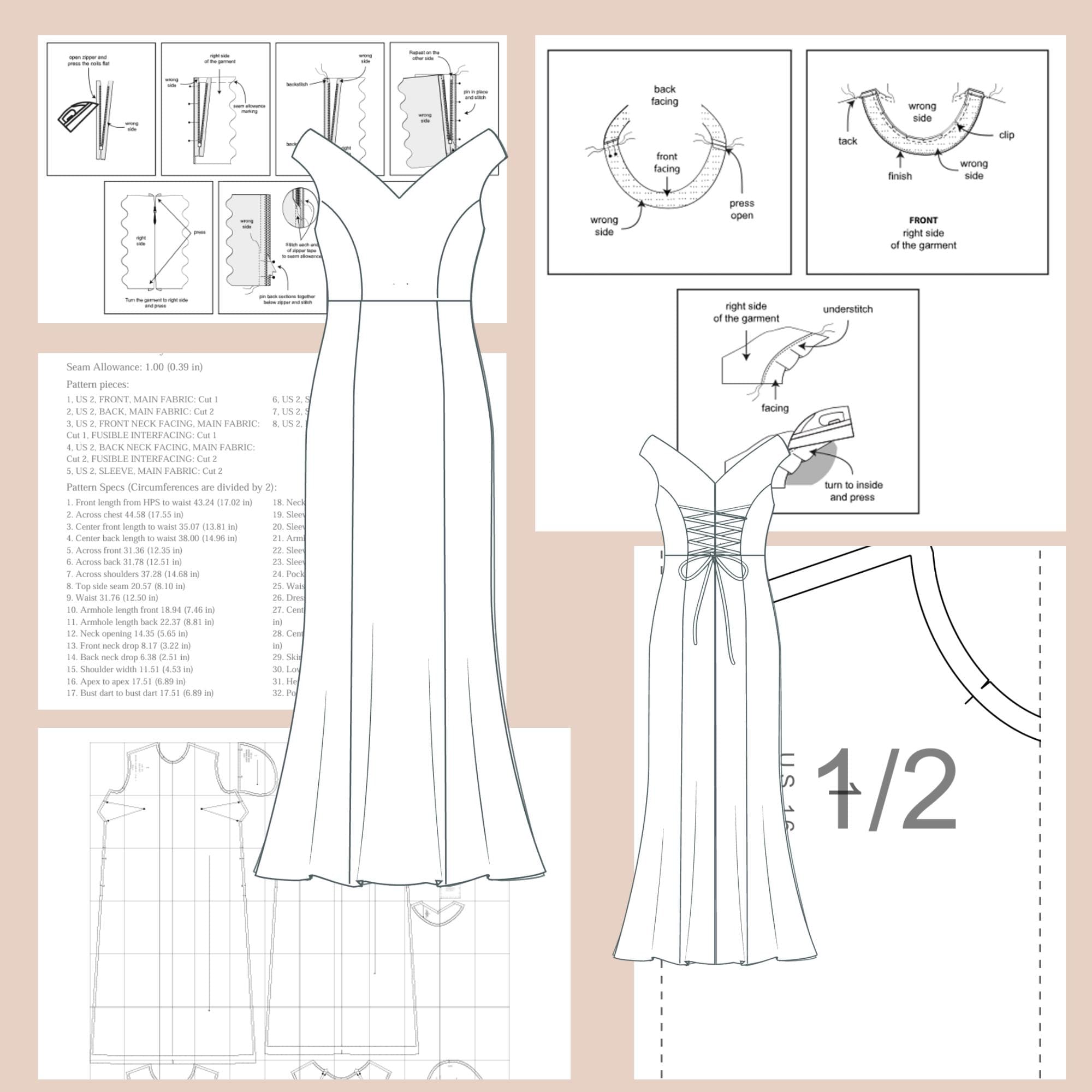 chinese dress ladies Sweetheart Cross Front High Slit Mermaid Gown PDF Sewing Pattern: Sew Style  Hause main image 1