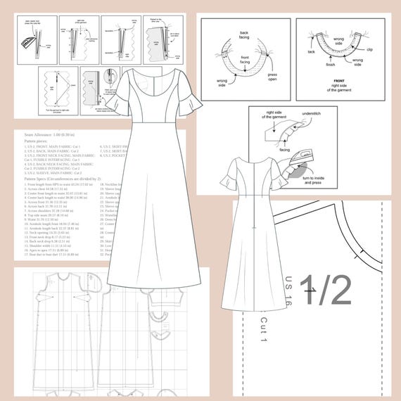 Cottagecore Flare Sleeve Dress Sewing Pattern (PDF) - Etsy