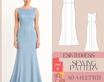 Mermaid Evening Dress Sewing Pattern (PDF)