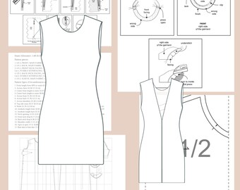 Backless Mini Dress Sewing Pattern: Basic Open Back, US 2-30 (PDF Pattern)