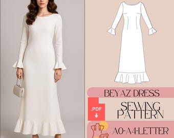 Satin A-line Bridesmaid Dress Sewing Pattern (PDF) - Etsy