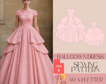 Ball Gown Sewing Pattern, Regency Prom Dress (PDF)