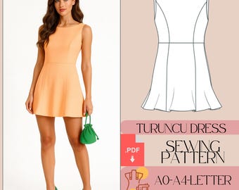 Bridesmaid Dress, Mini Cocktail Summer Dress Sewing Pattern (PDF)