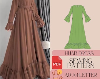 Abaya Sewing Pattern, Long Kaftan Maxi Dress, Modest Hijab (Digital Pattern)