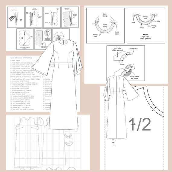 Flared Sleeve Evening Dress Sewing Pattern, A-line Ankle Length (PDF) - Etsy