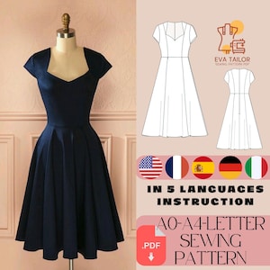 Tule Bloemen Prom Midi Jurk Naaipatroon, Baljurk PDF Digitaal
