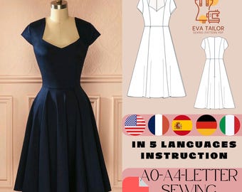Tule Bloemen Prom Midi Jurk Naaipatroon, Baljurk PDF Digitaal