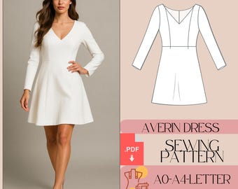 Mini V-Neck Dress Sewing Pattern (PDF)