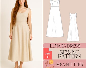 Summer Linen Dress Sewing Pattern, Cottagecore Style (PDF Pattern)