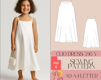 Girls' Strap Dress Sewing Pattern, Bridesmaid & Prom (PDF)