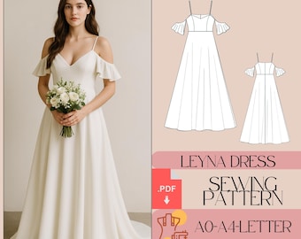Patron de couture pour robe de mariée : robe Leyna, longue robe de bal (PDF)