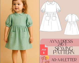 Girl's A-Line Dress Sewing Pattern (PDF)