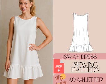 Cocktail Dress Sewing Pattern, Mini Summer Dress, Beach or Bridal (PDF)