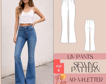 Patron de couture de jeans évasés pour femmes