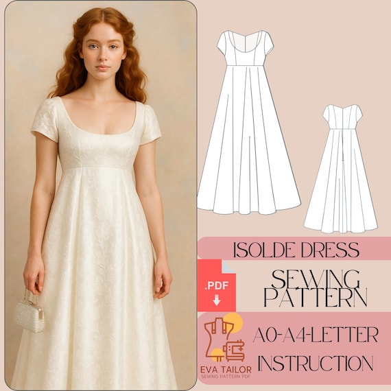 empire line dress sewing pattern Regency Waist (PDF) Burda Style Pattern B6205 Misses'