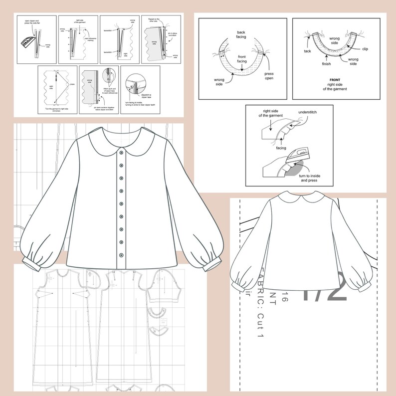 Kids Puff Sleeve Blouse Sewing Pattern: Peter Pan Collar (PDF Pattern ...