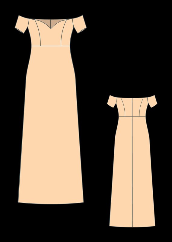 Formal Off-shoulder Satin Dress Sewing Pattern (PDF) - Etsy Formal Off-shoulder Satin Dress Sewing Pattern (PDF) - Etsy