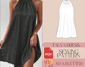 Halter Neck Mini Cocktail Dress Pattern Mini Summer Dress Pattern PDF Digital Sewing Pattern