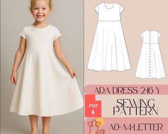 Girls Dress Sewing Pattern: Bridesmaid, Baptism (PDF Pattern)