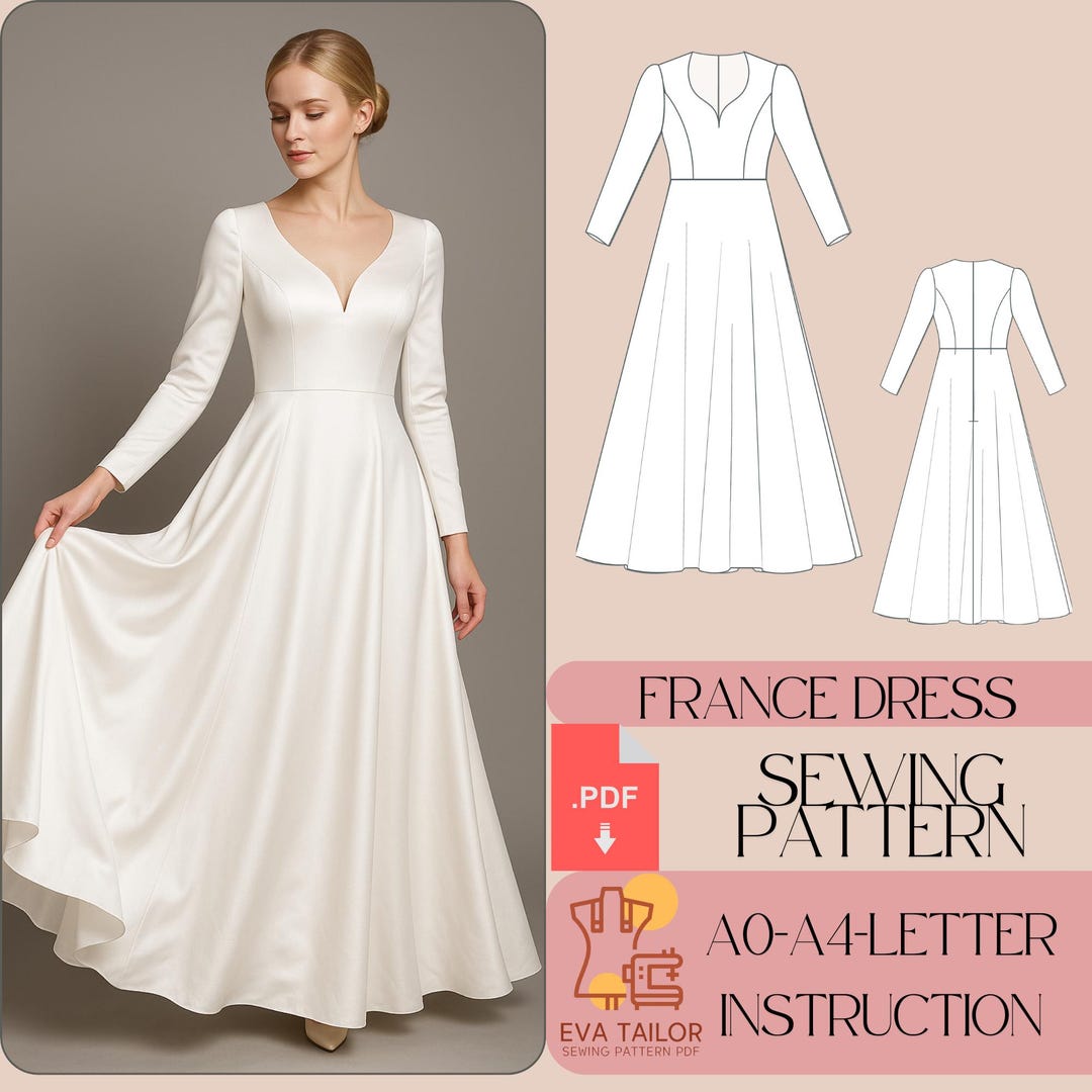 Satin Maxi Dress Sewing Pattern: A-line Gown (PDF Pattern) - Etsy