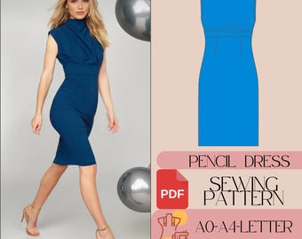 Patrón de costura para vestido midi sin mangas (PDF) US 2-30