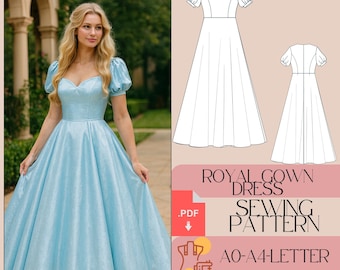 Victorian Ball Gown Sewing Pattern, Puff Sleeve (PDF Pattern)