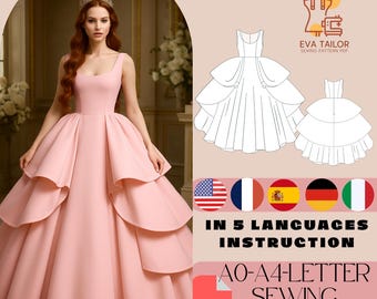 Princess Ball Gown Sewing Pattern: Bridal, Prom Dress (PDF)